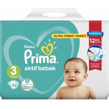 Prima Bebek Bezi Aktif Bebek Ultra 3 Beden 92 Adet