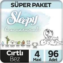Sleepy Bio Natural Bebek Bezi 4'lü Jumbo 4 Beden 7-16 kg 96 Adet