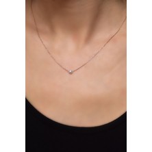 925 Ayar Gümüş Rose Kaplama Inci Top Kolye