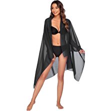 Desen Triko Siyah Uzun Pareo Kadın Plaj Elbisesi Yeni Sezon
