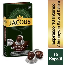 Jacobs Espresso 10 Intenso Nespresso Uyumlu Alüminyum Kapsül Kahve 10 Adet X 10 Paket
