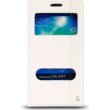 FitCase Samsung Galaxy E7 (E700) Gizli Mıknatıslı Pencereli Magnum Kılıf Beyaz