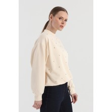 Origami Önü Taş Işlemeli Sweatshirt