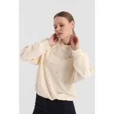Origami Önü Taş Işlemeli Sweatshirt