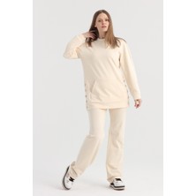 Origami Yanları Düğmeli, Cepli Sweatshirt