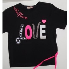 Walox Kız Çocuk T-Shirt-Love-Düşük Bel