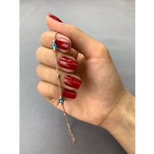 Bey Silver Dorika Toplu Rose Kaplama Nazarlıklı Gümüş Kadın Bileklik