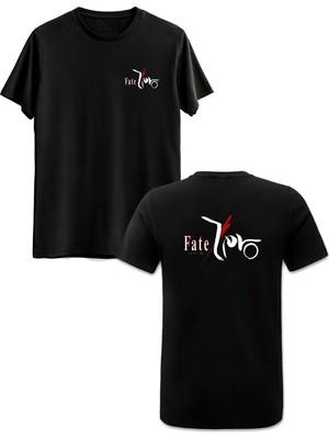 Fate /zero Anime Ön Arka Baskılı Siyah Tshirt