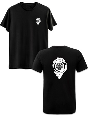 Ghost In The Shell Ön Arka Baskılı Siyah Tshirt