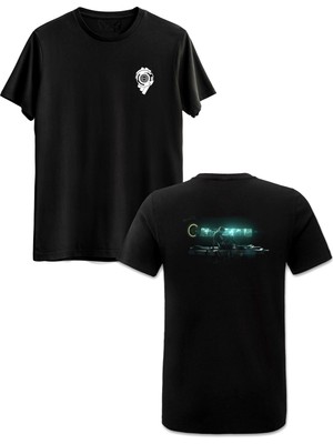 Ghost In The Shell Ön Arka Baskılı Siyah Tshirt