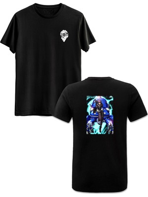 Ghost In The Shell Ön Arka Baskılı Siyah Tshirt