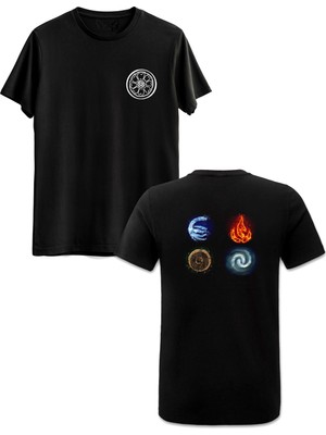 Avatar The Last Airbender Ön Arka Baskılı Siyah Tshirt