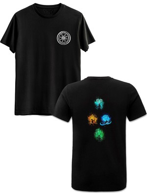 Avatar The Last Airbender Ön Arka Baskılı Siyah Tshirt