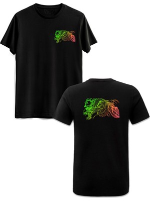 Dragon Ön Arka Baskılı Siyah Tshirt