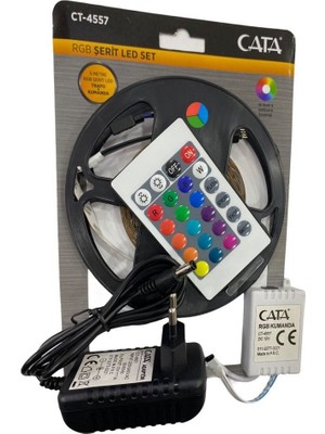 Ct 4557 Cata Rgb Şerit LED Set 5 mt Rgb LED 3 Renk+Trafo+ Kumanda