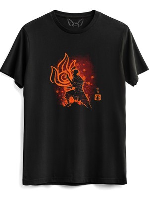 Avatar The Last Airbender Anime Baskılı Siyah Tshirt