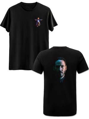 Jhon Wick Ön Arka Baskılı Siyah Tshirt