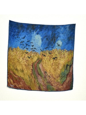 Nomads Felt Kadın Mavi Fular Bandana Van Gogh Wheatfield With Crows