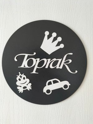 Leylaser 30 x 30 cm Yuvarlak İsimli Kapı Süsü 3mm Ahşap Mdf