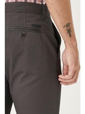 AC&Co / Altınyıldız Classics Erkek Antrasit Slim Fit Dar Kesim %100 Pamuk Armürlü Chino Pantolon