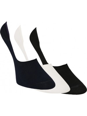 ALTINYILDIZ CLASSICS Erkek Siyah-lacivert-beyaz Kaydırmaz Topuk Silikonlu 3'lü Babet Çorap