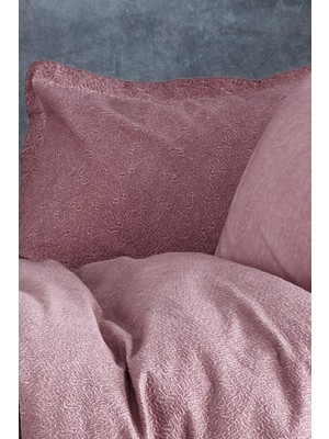 Ecocotton Larren Battal Boy Nevresim Takımı %100 Organik Pamuk Saten Brodeli Pudra 220X240 cm