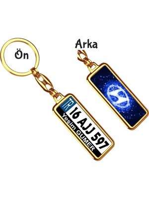 Hediye Zengini Kişiye Özel Hyundai Koyu Mavi Parıltı Logo Tema Plaka Anahtarlık