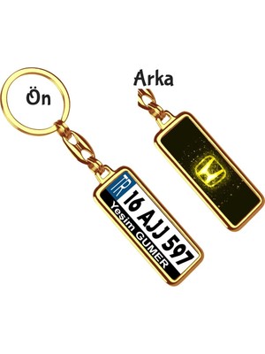 Hediye Zengini Kişiye Özel Honda  Neon Lights Sarı Logo Tema Plaka Anahtarlık