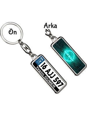 Hediye Zengini Kişiye Özel Mini Nissan Neon Turkuaz Logo Tema Plaka Anahtarlık