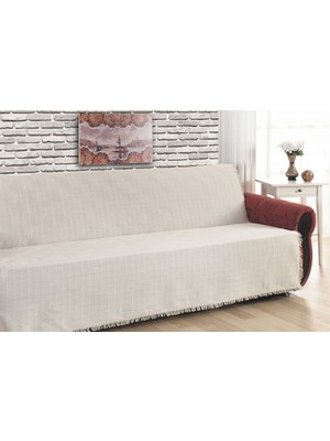 Buldan Pamuklu Koltuk Örtüsü Kolsuz Takım (3+3+1+1) - Krem - Kolsuz Takım