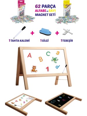 DIYTOY Masa Üstü Manyetik Çift Taraflı Ahşap Yazı Tahtası