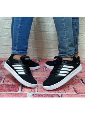Bestof 074 Siyah Sneaker Düz Taban Hafif Rahat Spor Çift Ayakkabısı