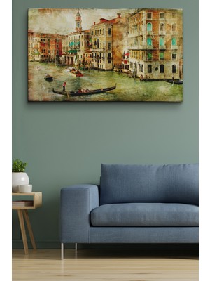 Dünyatablo Venedik Kanalları Yağlıboya Çalışması Dekoratif Kanvas Duvar Tablosu