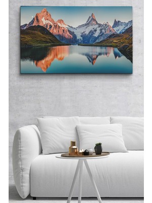 Dünyatablo Bachalpsee Gölü ve Isviçre Alpleri Dekoratif Kanvas Duvar Tablosu