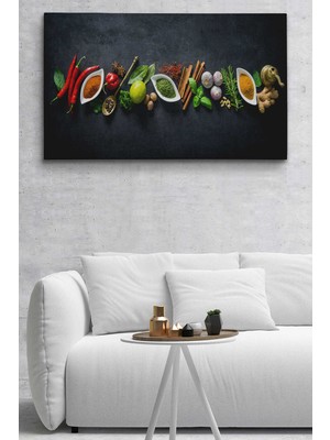 Dünyatablo Mutfak Masasın Da Baharatlar Dekoratif Kanvas Duvar Tablosu