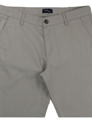 İmza Gri Kendinden Desenli 6 Drop Slim Fit Pantolon