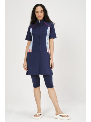 Alfasa Fermuarlı Yarım Kol Yarı Kapalı Mayo