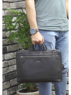 Guard Kahverengi Deri Özel Üretim Laptop ve Evrak Çantası