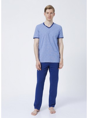 Blackspade 30818 Normal Bel Baskılı Mavi Erkek Pijama Takımı