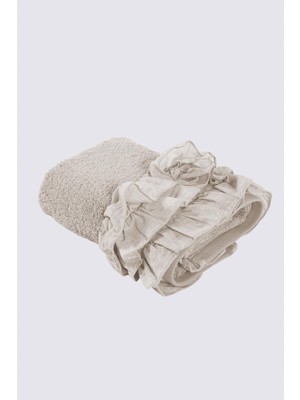 Ecocotton Miranda El Yüz Havlusu  Organik Pamuk Fırfırlı Bej 50X90 cm