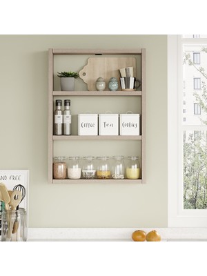 L'occi Concept Klopp 3'lü Duvar Rafı Mutfak Banyo Rafı Meşe Kp1-O