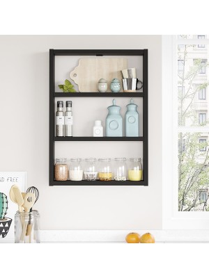 L'occi Concept Klopp 3'lü Duvar Rafı Mutfak Banyo Rafı Siyah Kp1-B