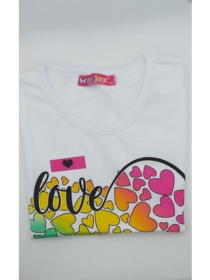 Walox Kız Çocuk Renkli Kalp T-Shirt