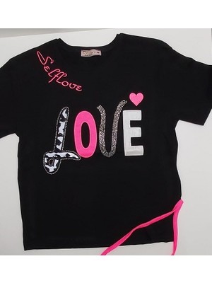 Walox Kız Çocuk T-Shirt-Love-Düşük Bel