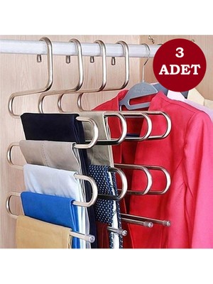 Carat Home 5 Katlı Pantolon Eşarp Askısı Metal 3 Adet