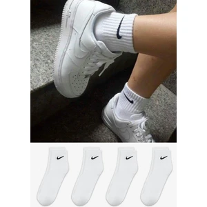 4'lü Unisex Beyaz Spor Tenis Çorap