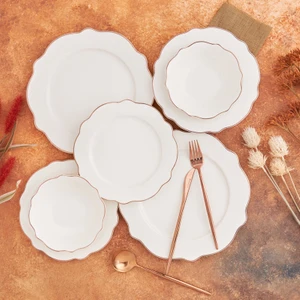 Almond Rose Line 24 Parça 6 Kişilik Porselen Yemek Takımı
