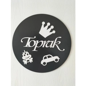 30 x 30 cm Yuvarlak İsimli Kapı Süsü 3mm Ahşap Mdf