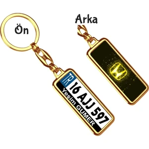 Hediye Zengini Kişiye Özel Honda  Neon Lights Sarı Logo Tema Plaka Anahtarlık