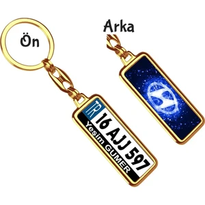 Hediye Zengini Kişiye Özel Hyundai Koyu Mavi Parıltı Logo Tema Plaka Anahtarlık